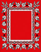 Charming Red Floral Border Rug