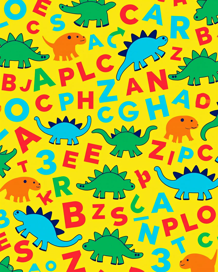 Dinosaur Alphabet Yellow Kids Play Rug