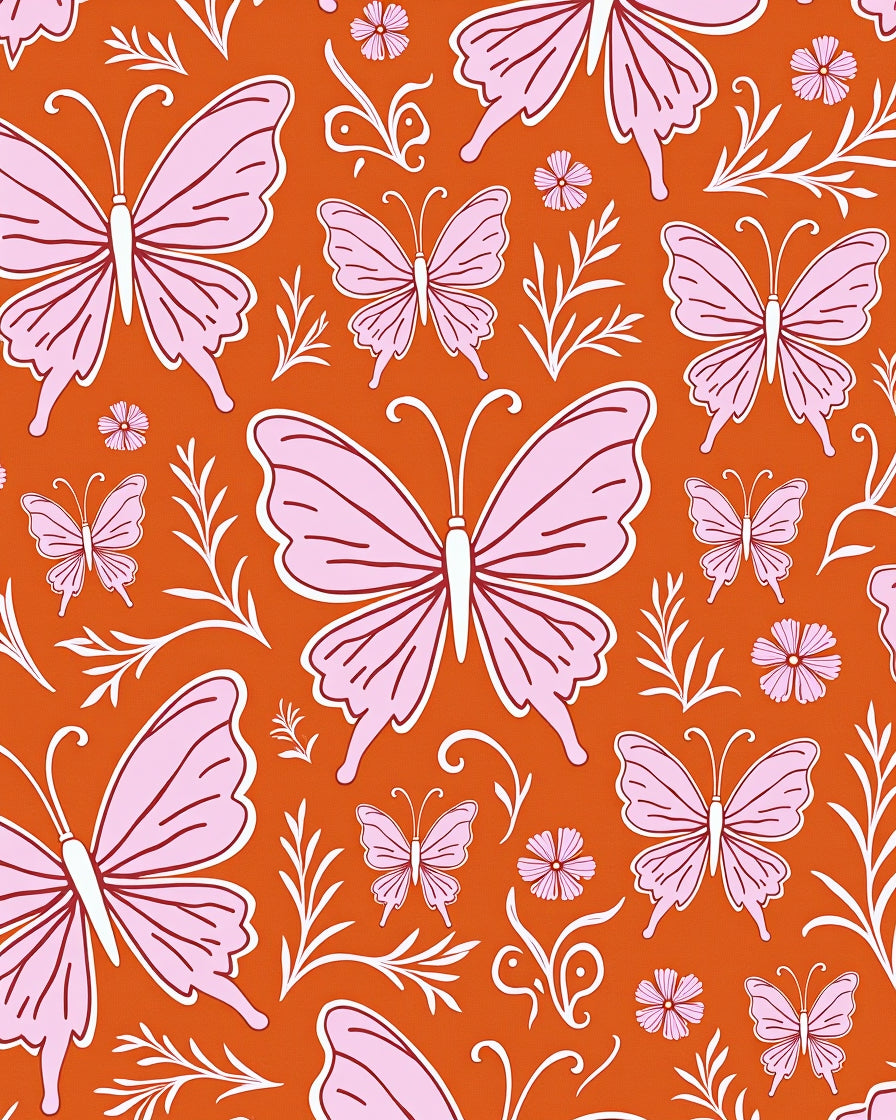 Whimsical Pink Butterfly Garden Rug