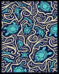 Turquoise Turtle Waves Navy Cream Rug