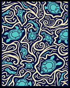 Turquoise Turtle Waves Navy Cream Rug