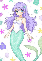 Kawaii Purple Mermaid Sea Creatures Rug