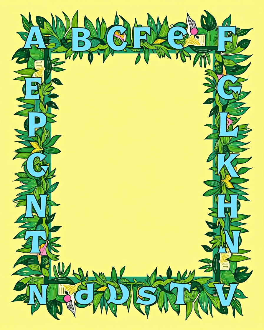 Tropical Alphabet Border Rug