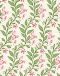 Delicate Pink Blossoms Green Vines Rug