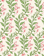 Delicate Pink Blossoms Green Vines Rug