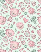 Whimsical Pink Floral Heart Garden Rug