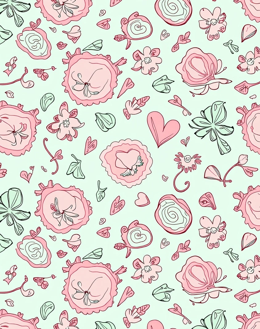 Whimsical Pink Floral Heart Garden Rug