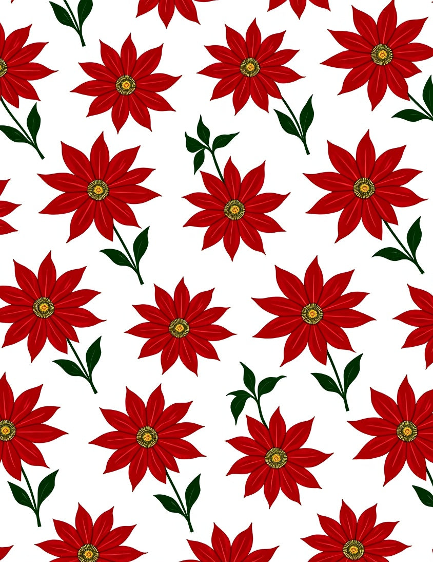 Vibrant Red Floral Branch Arrangement Rug