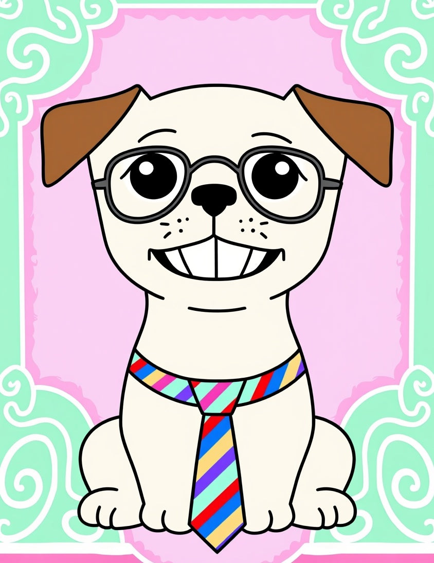 Whimsical Pug In Striped Tie Rug