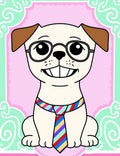 Whimsical Pug In Striped Tie Rug