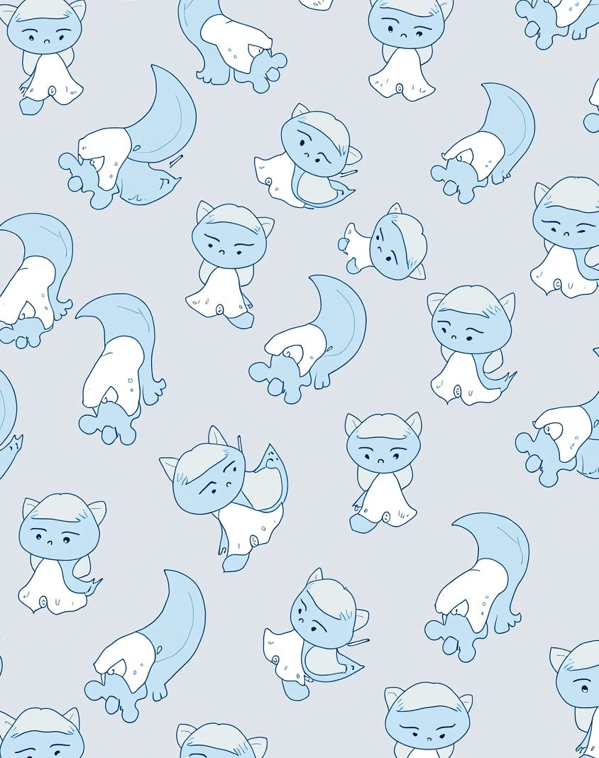 Playful Blue Whimsical Creature Toss Rug