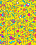Whimsical Creatures Yellow Hex Garden Rug