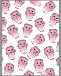 Cute Pink Cartoon Heads Repeating Pattern Rug