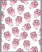 Cute Pink Cartoon Heads Repeating Pattern Rug