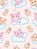 Whimsical Pink Piglets Playful Animals Clouds Rug