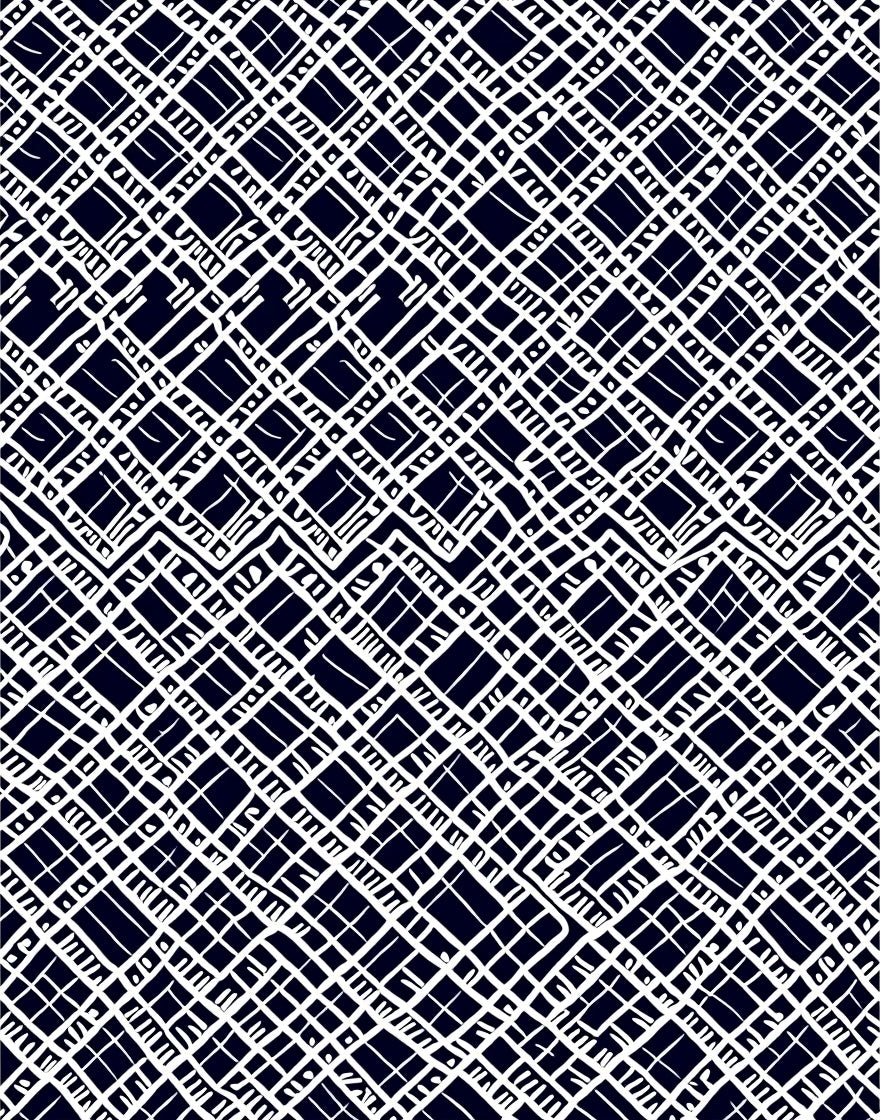Navy White Interlocking Grid Rug