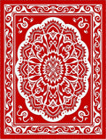 Dramatic Red White Mandala Border Rug