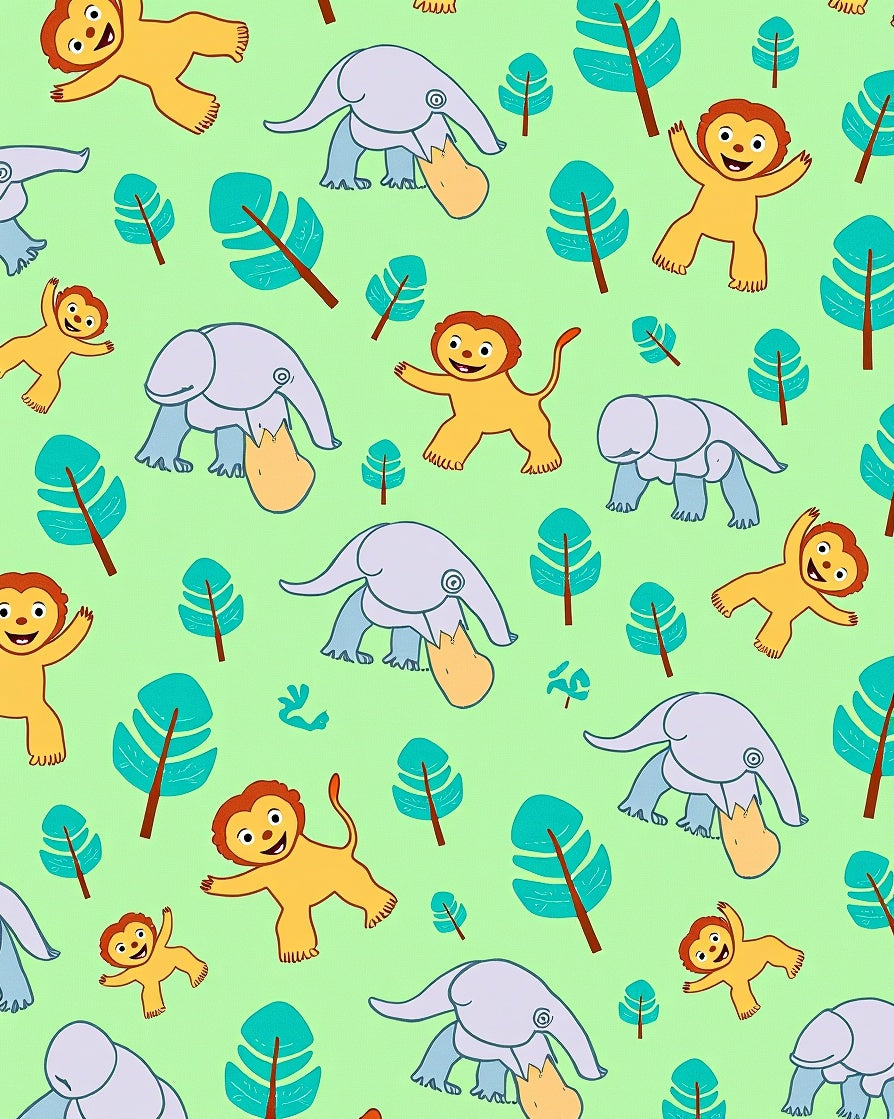 Jungle Animals With Tropical Leaves Rug