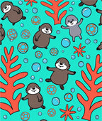 Charming Otter Coral Bubbles Underwater Rug