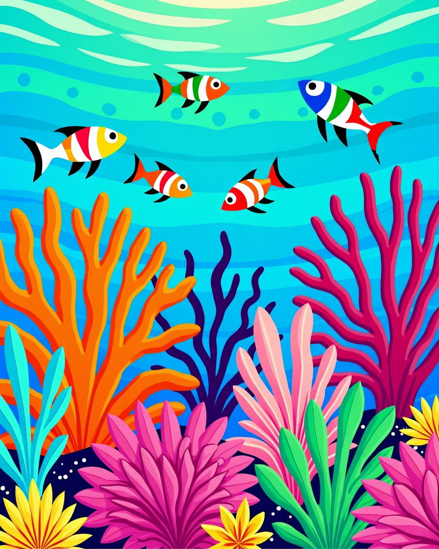 Colorful Tropical Coral Reef Aquatic Life Rug