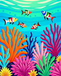 Colorful Tropical Coral Reef Aquatic Life Rug