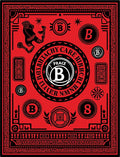 Bold Red Cultural Heraldic Emblem Rug