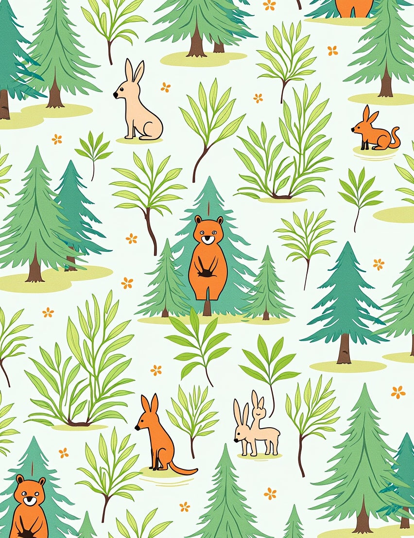 Whimsical Forest Creatures Playful Animals Rug