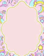 Whimsical Pink Unicorn Star Swirl Rug