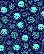 Cute Teal Sun Flowers Navy Background Rug