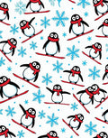 Playful Snowboarding Penguins With Snowflakes Rug