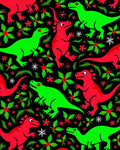 Red Green Dinosaur Poinsettia Holiday Rug
