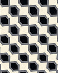 Modern Cream Black Octagon Grid Rug