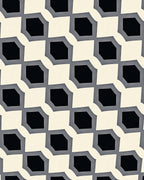 Modern Cream Black Octagon Grid Rug