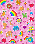 Whimsical Pink Rainbow Character Medley Rug