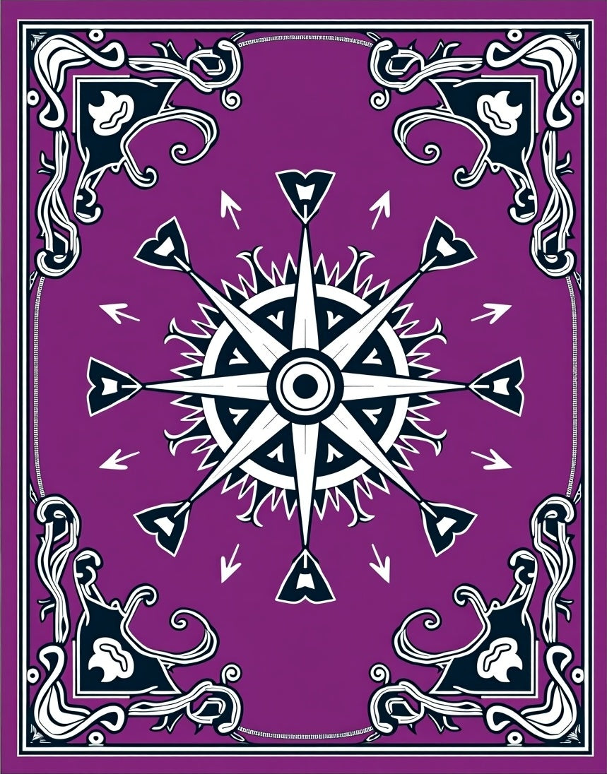 Purple White Compass Rose Art Nouveau Rug