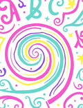 Vibrant Candy Swirl Alphabet Rug