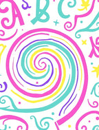 Vibrant Candy Swirl Alphabet Rug