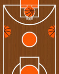 Brown Wood Court Basketball Circles Rug