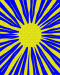 Bold Blue Sunburst Yellow Dot Rug