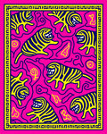 Vibrant Yellow Tiger Pink Maze Rug