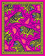 Vibrant Yellow Tiger Pink Maze Rug