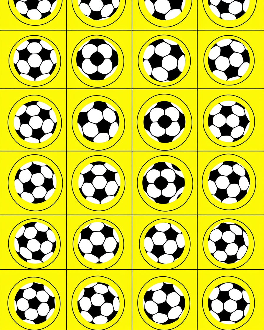 Classic Soccer Ball Yellow Grid Rug