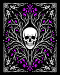 Gothic Black White Purple Skull Tree Rug