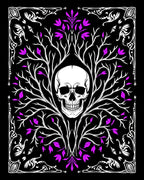 Gothic Black White Purple Skull Tree Rug