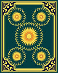 Teal Yellow Sunburst Floral Arrangement Rug