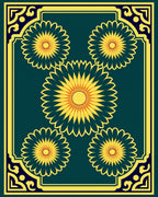 Teal Yellow Sunburst Floral Arrangement Rug