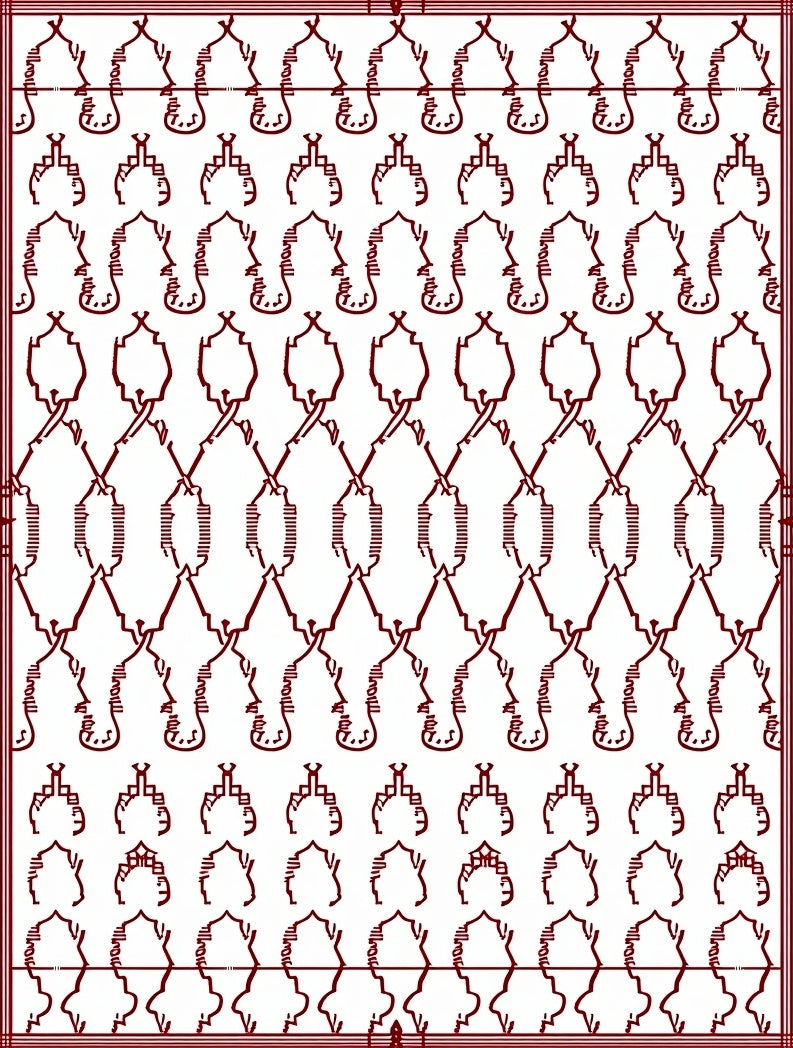 Deep Red Arch Medallion Arrangement Rug