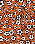 Vibrant Orange Black White Circles Rug