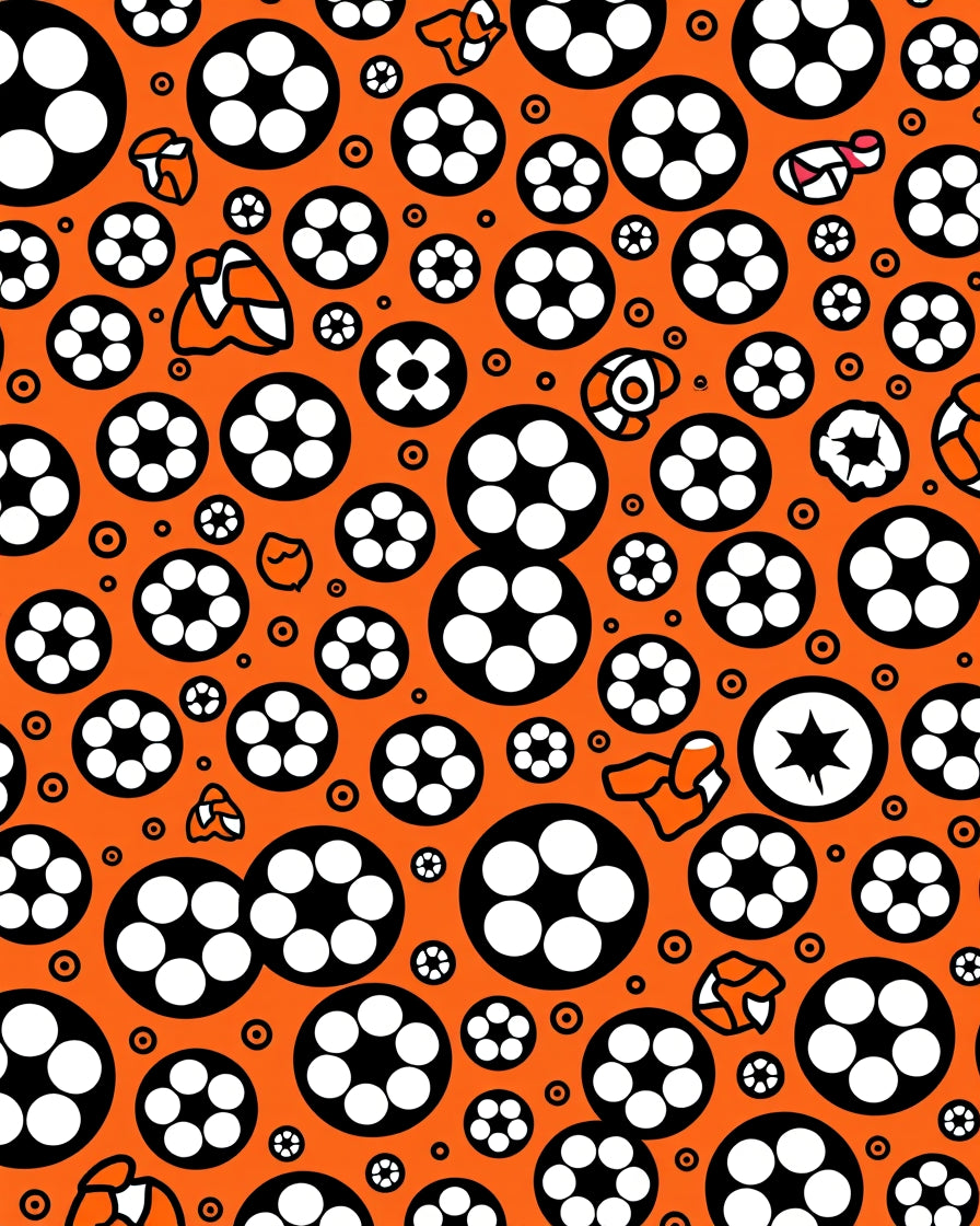Vibrant Orange Black White Circles Rug