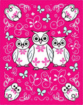 Whimsical Pink Owl Butterfly Gathering Rug